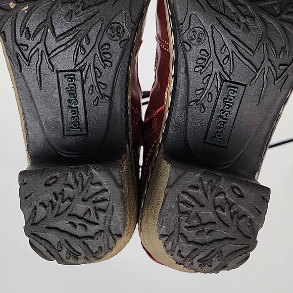 Josef Seibel Kingfisher Red Wine Leather Lace Up Ankle Boots Faux Fur Size 39 - Picture 13 of 16